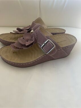 David‎ Tate Dusty Mauve Floral Wedge Mules